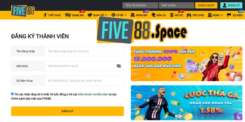Hướng dẫn cách đăng ký Five88 chi tiết cho người chơi